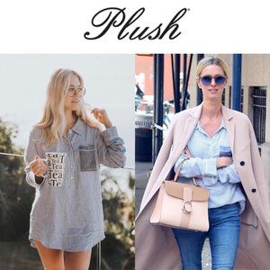 Plush Chambray Stripe Boyfriend Sleep Shirt